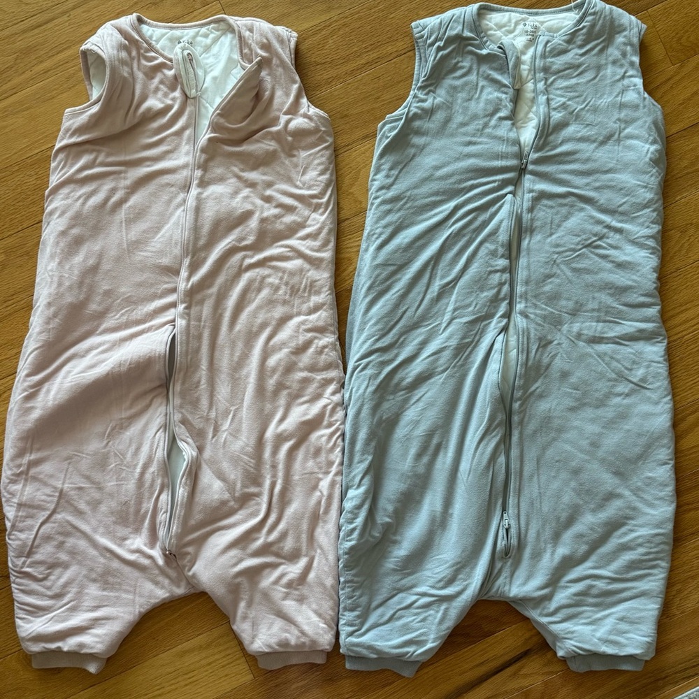2 Kyte BABY Sleeveless Pajama Sleep Sacks - Pink and Light Blue 18-36m 2.5 TOG